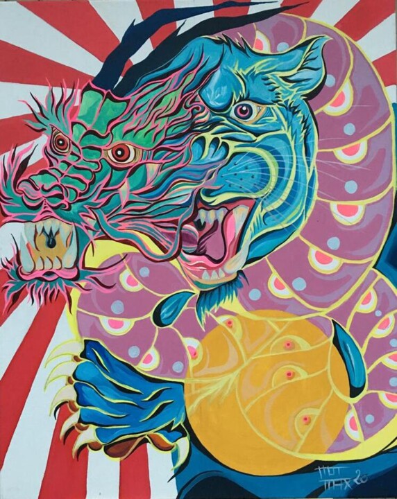 Tigre et dragon 绘画, 39.4x31.5 in