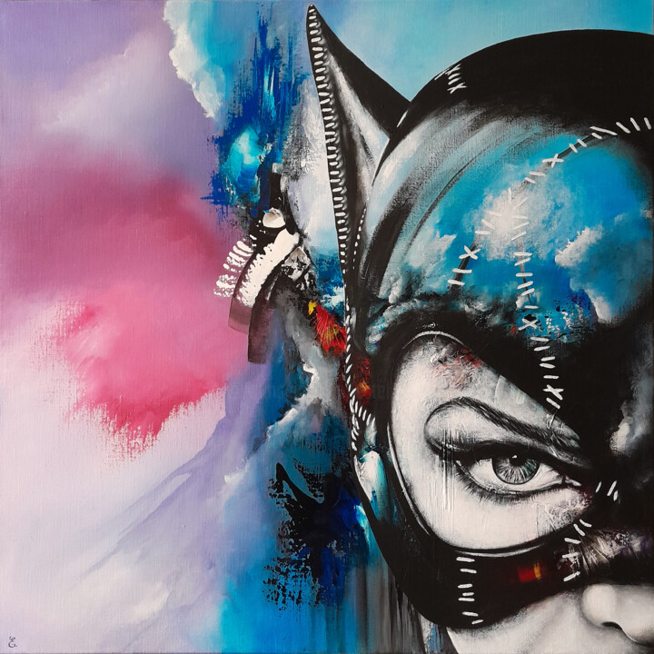 "Charming Catwoman" 绘画, 31.5x31.5 in