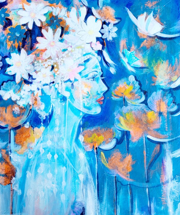 Schilderij getiteld "Fleurs de maquillage" door Elisabeth Constantin, Origineel Kunstwerk, Acryl