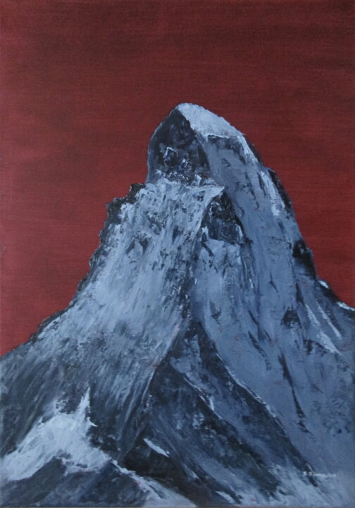 Painting titled "" INDIGO "" by Martial Dumoulin, Original Artwork, Oil Mounted on Wood Stretcher frame