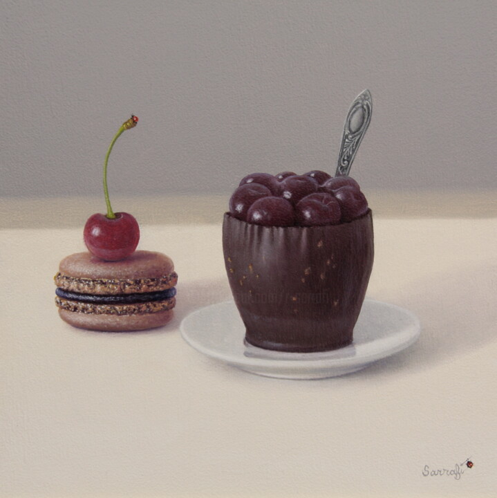 Duo délices, chocolat et griotte 绘画, 7.9x7.9 in