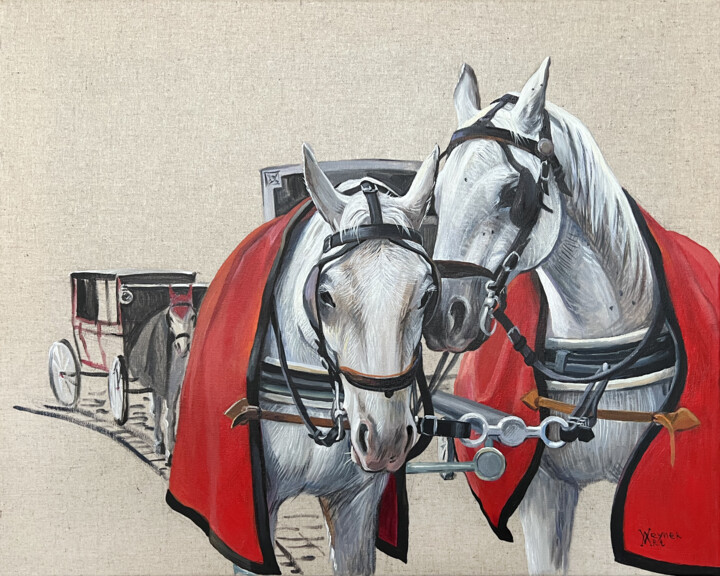 제목이 "Belgian horses. Cit…"인 미술작품 Natalia Veyner로, 원작, 아크릴