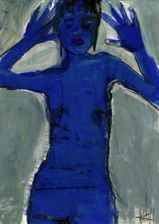 Blauer Akt 绘画, 11.6x8.3 in
