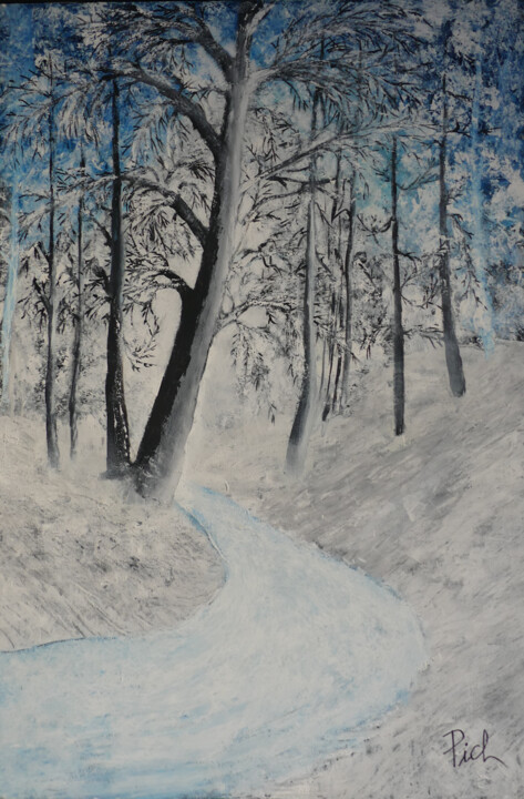 Pintura titulada "Le chemin" por Pich, Obra de arte original, Oleo Montado en Otro panel rígido
