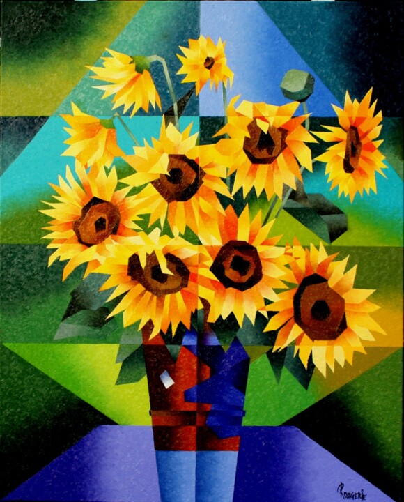 VASE DE TOURNESOLS 绘画, 31.9x25.6 in