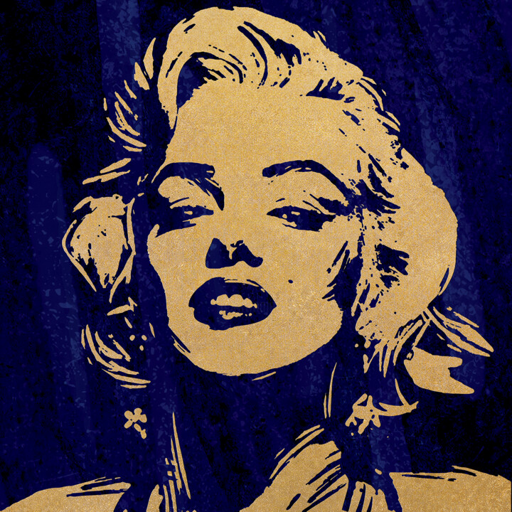 Marylin Monroe Blue and Gold 01 Pittura, 55,1x55,1 in