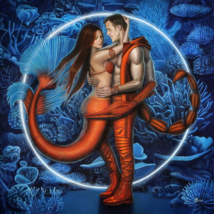 Pisces and Scorpio 绘画, 43.3x43.3 in