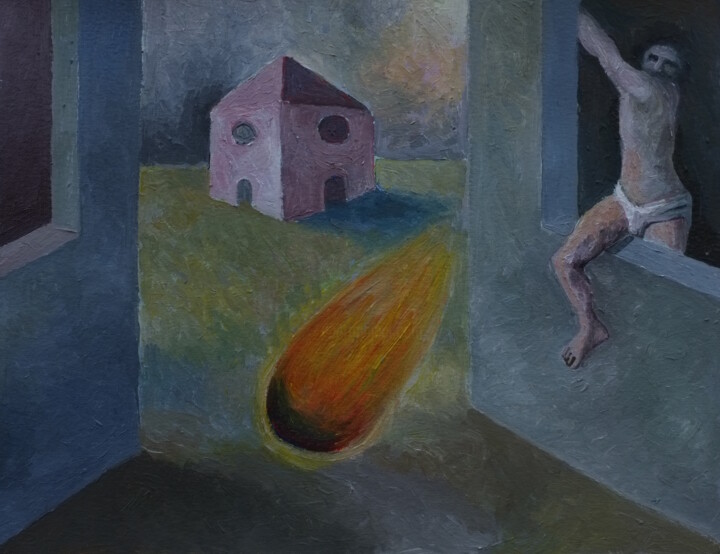 Painting titled "No salgo de una y m…" by Miguel Rojas, Original Artwork, Oil