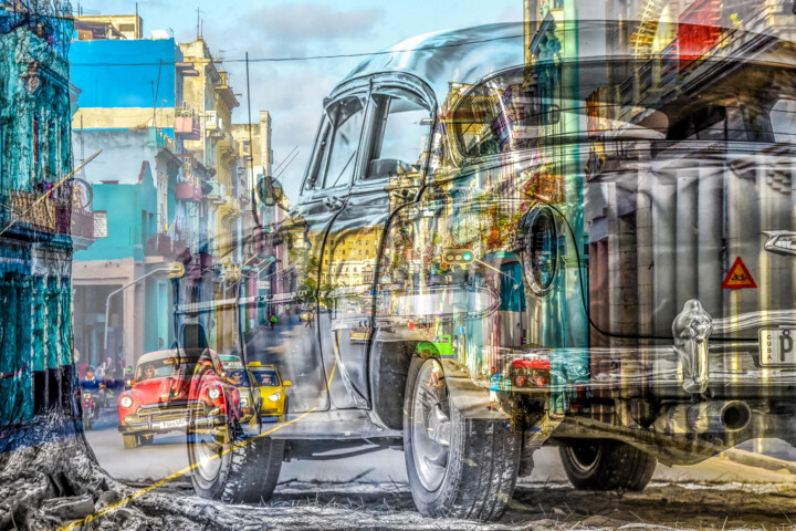 Photographie intitulée "Havana old car" par Frederic Bos, Œuvre d'art originale, Photo montage