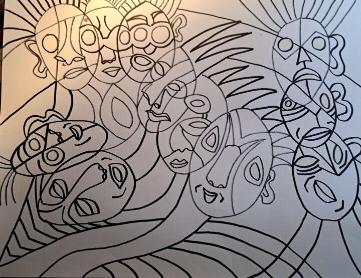 "Les Uns Contre les Autres" pour Dany 绘画, 19.7x25.6 in