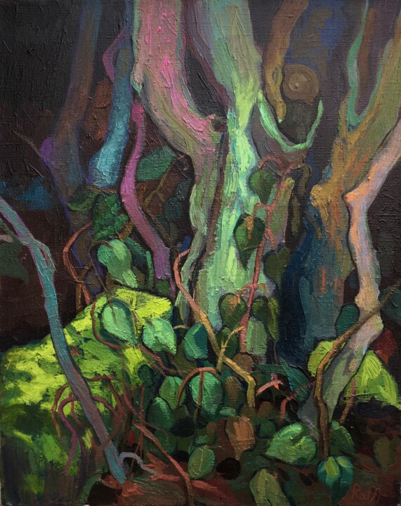 ''Deep in the forest''`` Pittura, 19,7x15,8 in