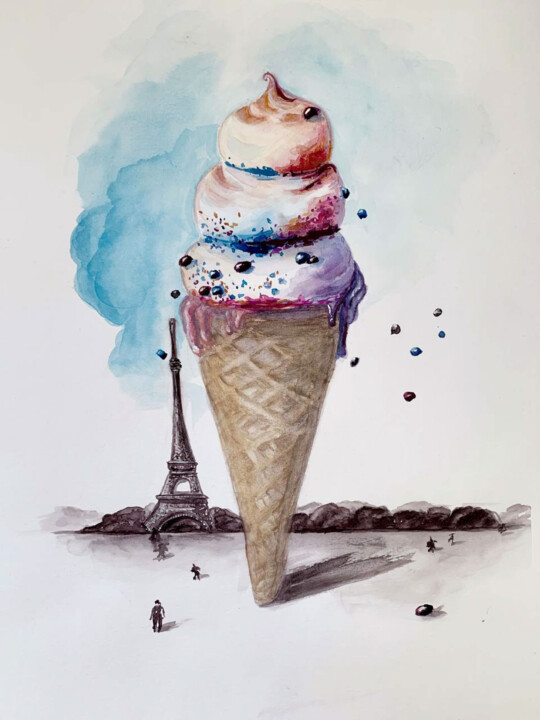 Surreal icecream 绘画, 15.8x11.8 in