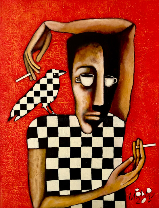 Coffee and Cigarettes, dedicated to Jim Jarmusch 绘画, 35.4x27.6 in