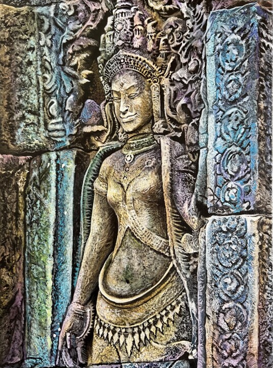 Angkor Wat: Whisper of the Holy Stone 绘画, 15.8x11.8 in