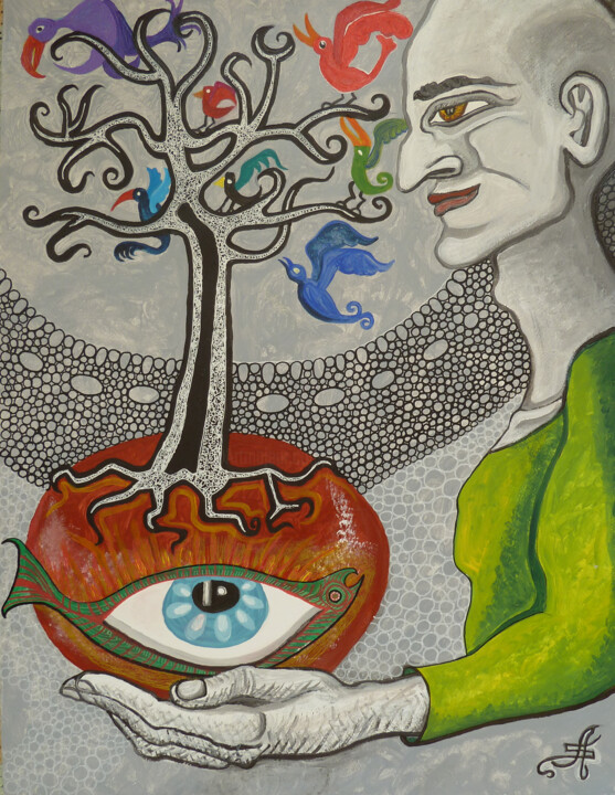 Peinture intitulée "L'Arbre de Vie" par Aurélie Sarrazin, Œuvre d'art originale, Acrylique