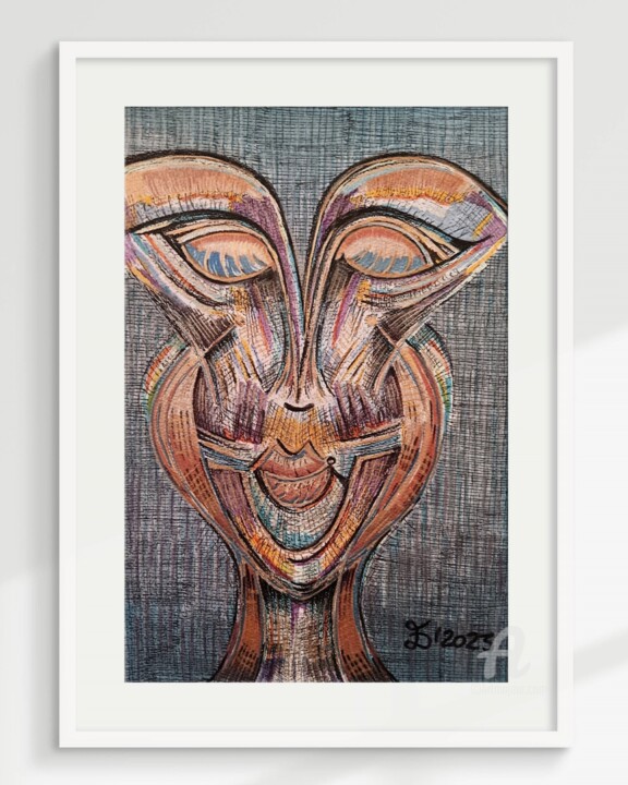 绘画 标题为“The Face I” 由Ewa Dura, 原创艺术品, 标记