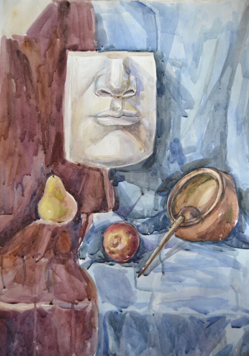 绘画 标题为“Plaster figure-frui…” 由Mokhinur Fakhri, 原创艺术品, 水彩