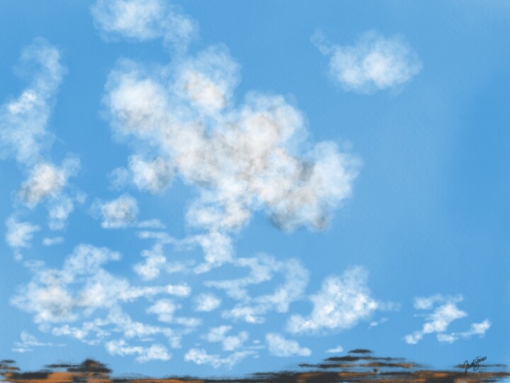 Arte digitale intitolato "Clouds on the Mesa" da Trish Sierer, Opera d'arte originale, Pittura digitale