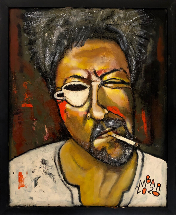 Coffee and cigarettes, self portrait 绘画, 19.3x15.4 in