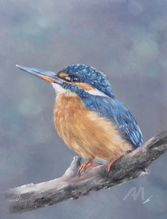 Kingfisher portrait 图画, 12.6x9.8 in