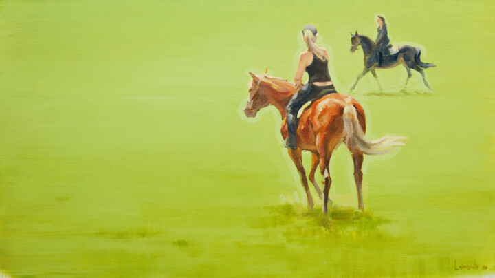 Two Riders 绘画, 33.5x61.4 in