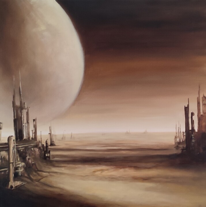 Mars city 绘画, 23.6x23.6 in