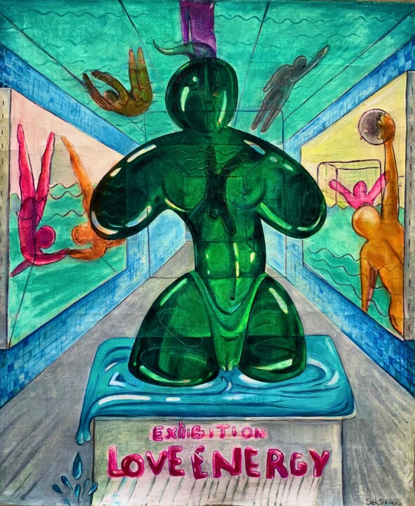 At the bottom of pool 绘画, 47.2x39.4 in