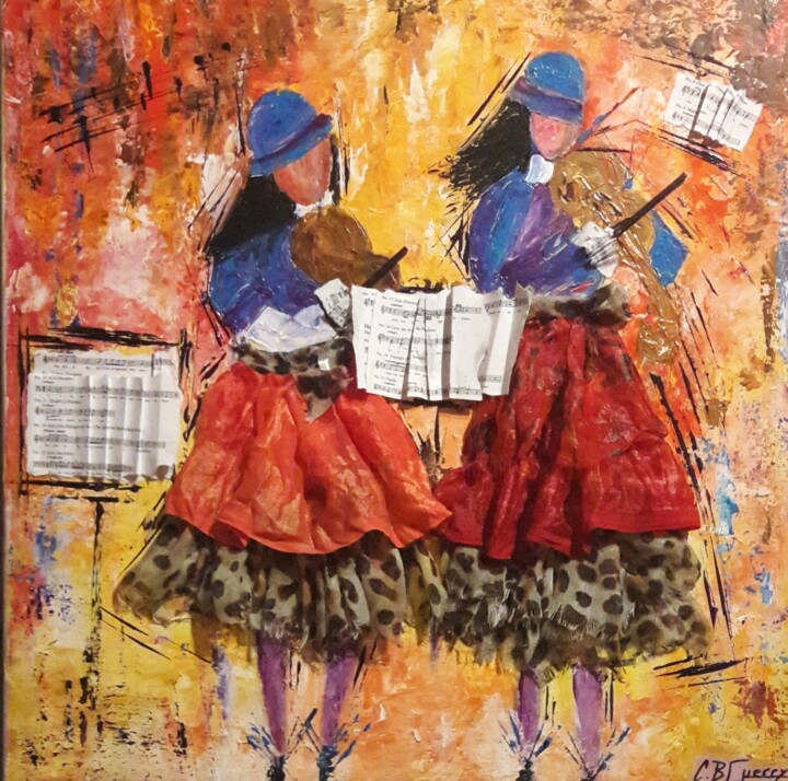 LES BELLES VIOLONISTES Kolaże, 19,7x19,7 in