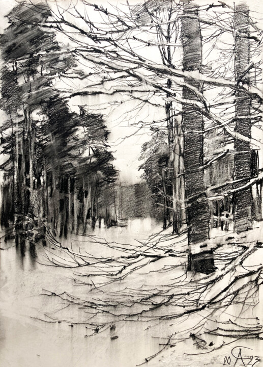 Grunewald. And once again about the snow. Album "Berlin" Disegno, 23,6x16,5 in