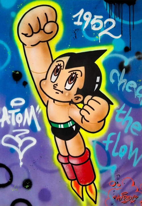 绘画 标题为“Atom - Check the fl…” 由Alessio Hassan Alì (Hipo), 原创艺术品, 喷漆