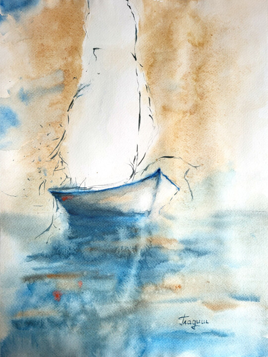 Sailboat 绘画, 15.8x11.8 in