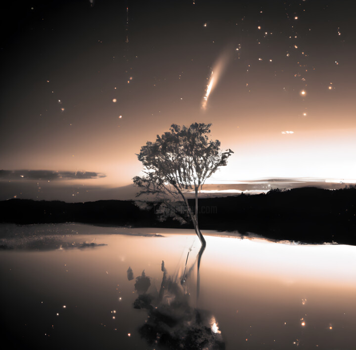 Grafika cyfrowa / sztuka generowana cyfrowo zatytułowany „Beneath a Starless…” autorstwa Gerard Yadav, Oryginalna praca, Obr…
