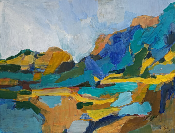 Landscape Hills 绘画, 19.7x25.2 in