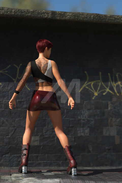 Rebel girl with short hair Digital Arts