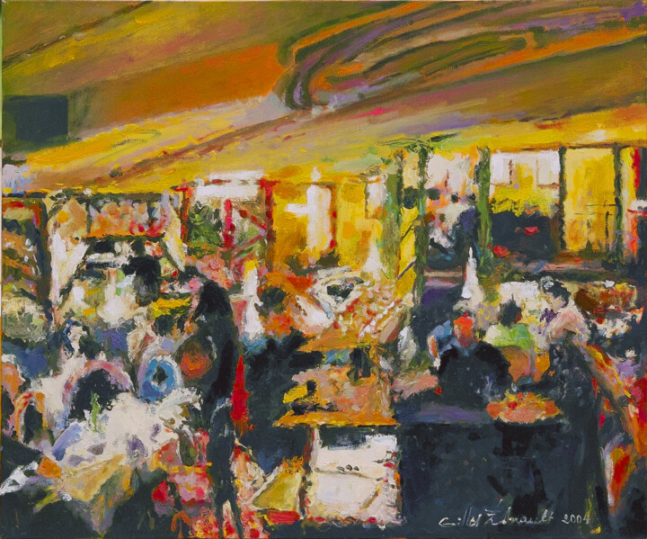Peinture intitulée "LE PETIT ZINC PARIS" par Gilles Paul Esnault, Œuvre d'art originale, Huile Monté sur Carton