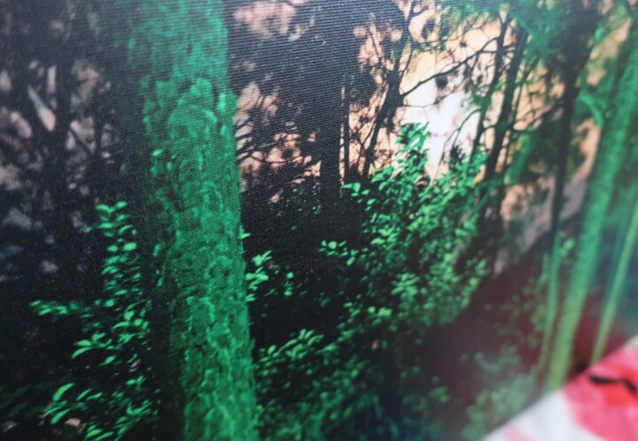 RIKXECOM Green Woods with December Moon Pittura, 18x24 in