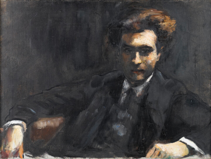 Malerei mit dem Titel "Portrait du Dr Frit…" von Lesser Ury, Original-Kunstwerk, Öl