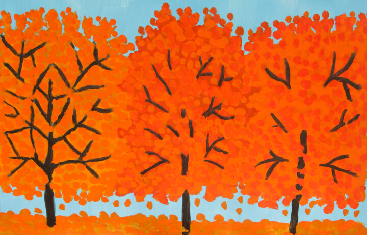 Orange trees 3 Painting, 17.3x25.2 in