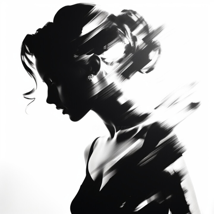 Profile drawing of a beautiful woman 数字艺术