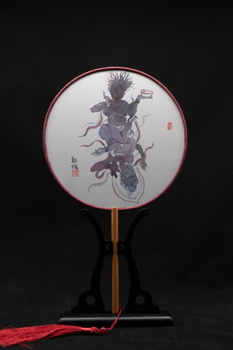 Malarstwo zatytułowany „Gemini Buddha——2” autorstwa Rui Wang, Oryginalna praca, Akwarela