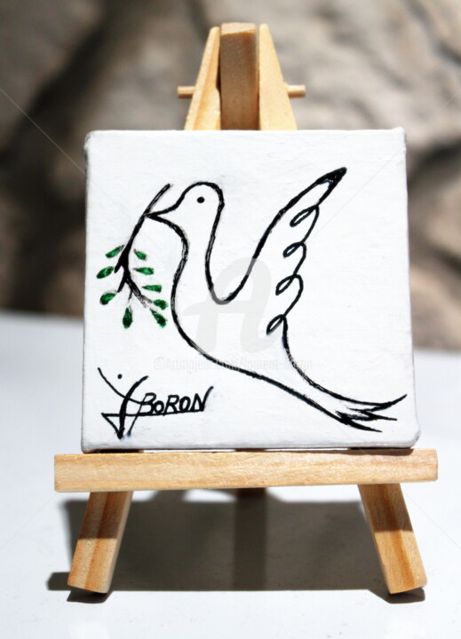 Painting titled "PAIX" by Laurent Boron, Original Artwork, Acrylic Mounted on Wood Stretcher frame