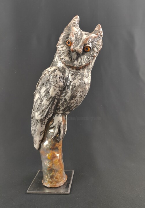 hibou moyen duc 雕塑, 12.6x5.1 in