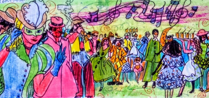 Masked ball 图画, 2x4.3 in