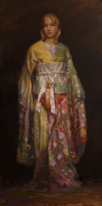 Girl in Kimono 绘画, 48x24 in