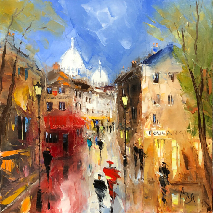 la rue norvins MONTMARTRE 绘画, 27.6x27.6 in