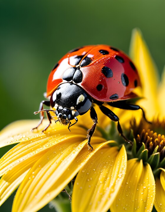 Fotografia intitolato "Ladybug Tales on a…" da Mankdhani, Opera d'arte originale, Fotografia digitale