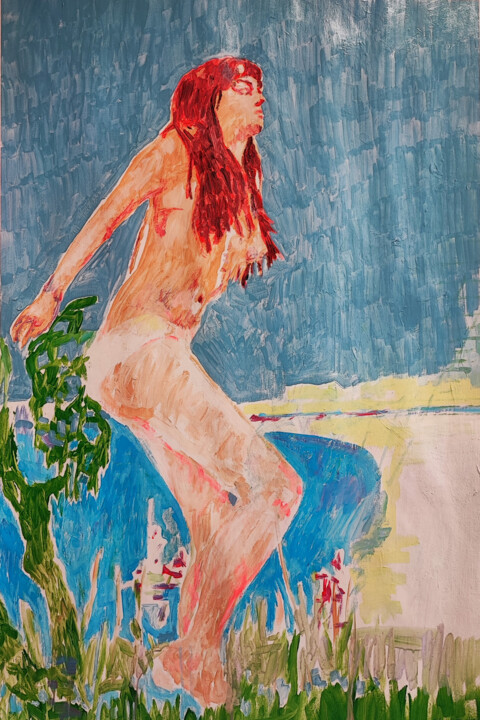 Painting titled "Soie sauvage_" by Florence Pinel, Original Artwork, Acrylic