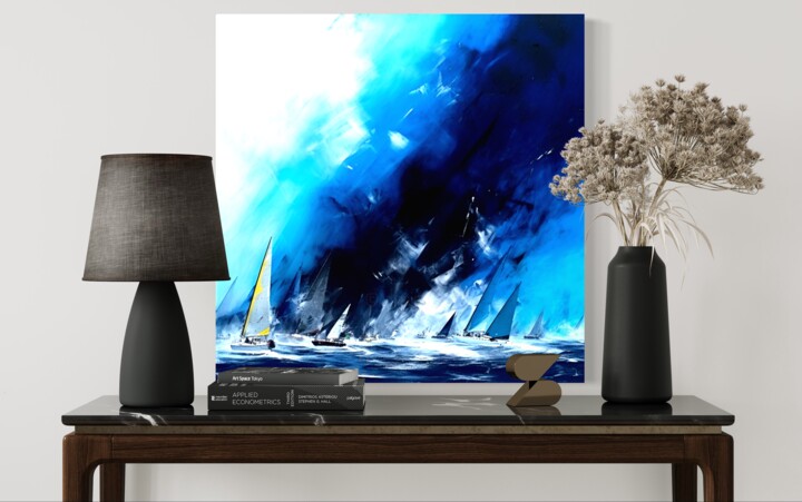 Regatta in blue 绘画, 39.4x59.1 in