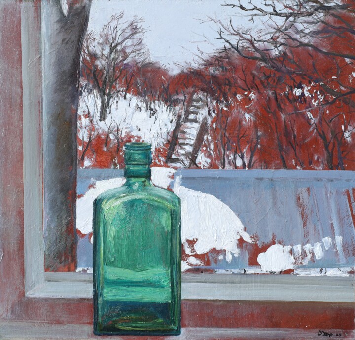 Green melancholy 绘画, 13x13.4 in