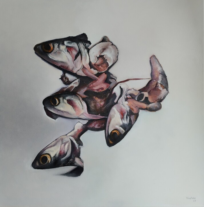 Descabezando bocartes 绘画, 23.6x23.6 in